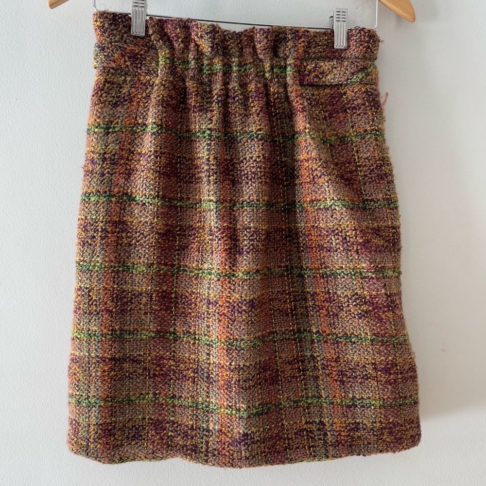 Anthropologie Odille Wool Blend Plaid Skirt, Sz 4, boucle, preppy classic office - Picture 6 of 13